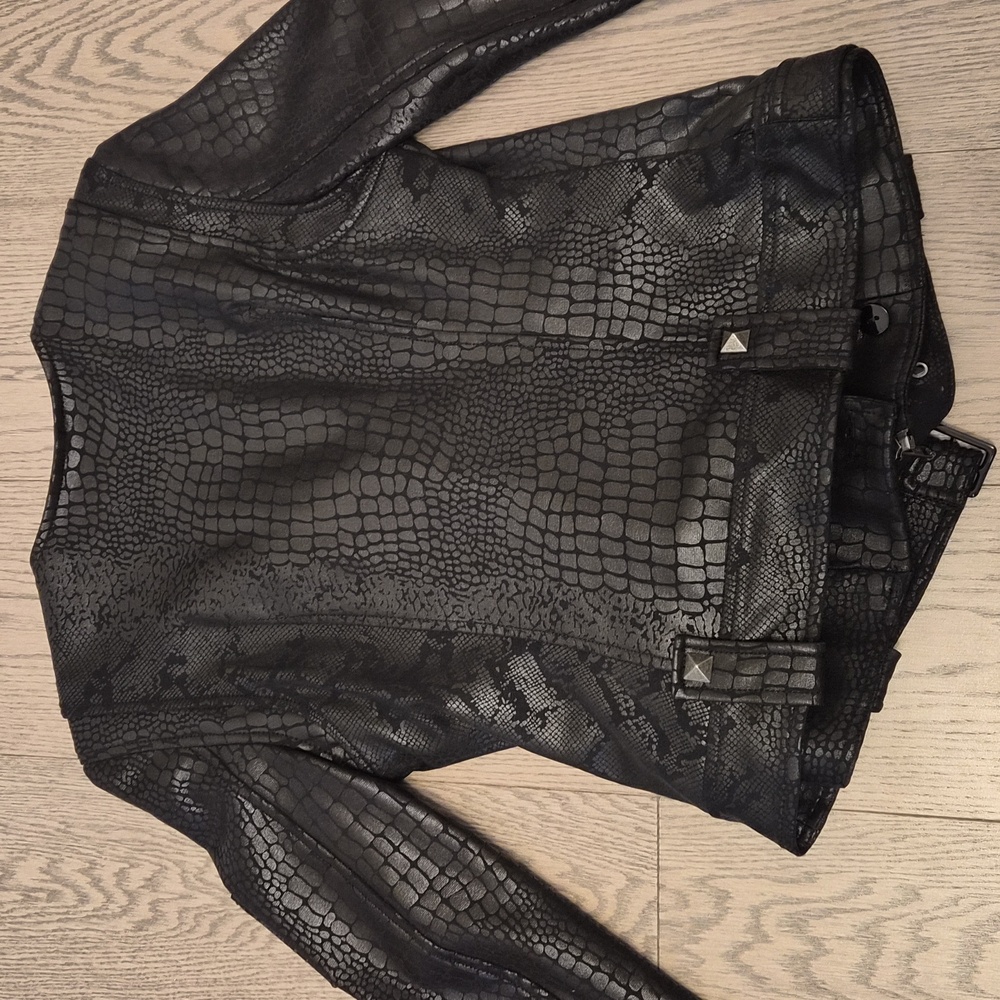 Guess Black Croc-Embossed Women's Jacket Size M - Picture 8 of 14